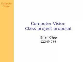 Computer Vision Class project proposal