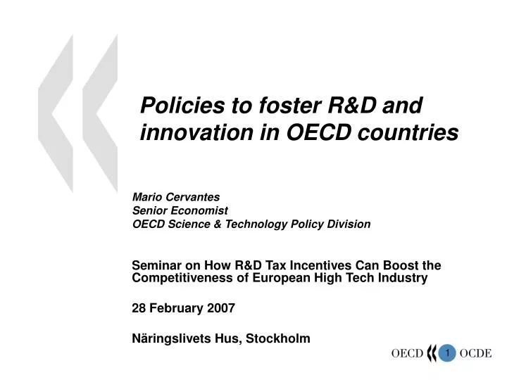 policies to foster r d and innovation in oecd countries