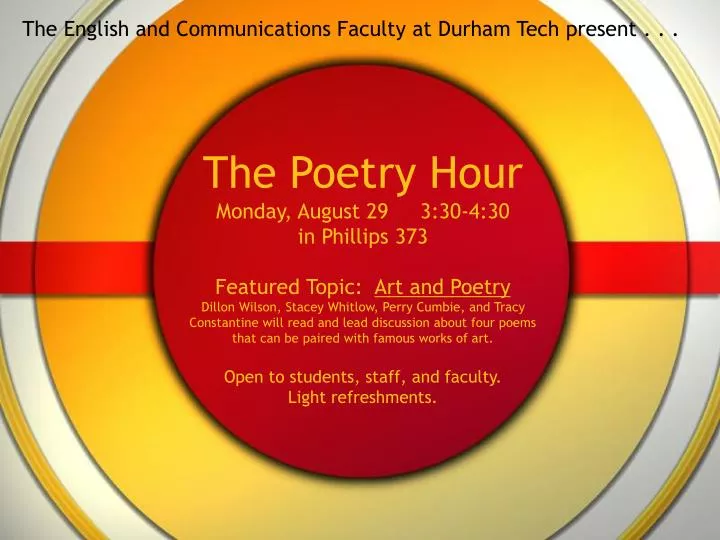 the english and communications faculty at durham tech present