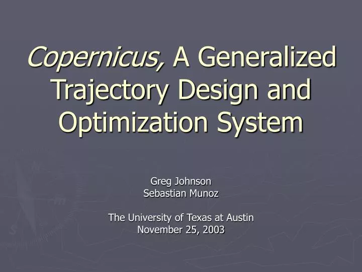 copernicus a generalized trajectory design and optimization system