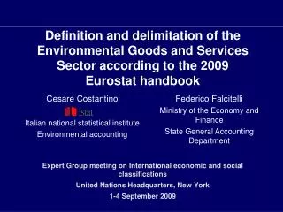 Definition and delimitation of the Environmental Goods and Services Sector according to the 2009 Eurostat handbook