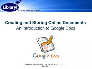 Creating and Storing Online Documents