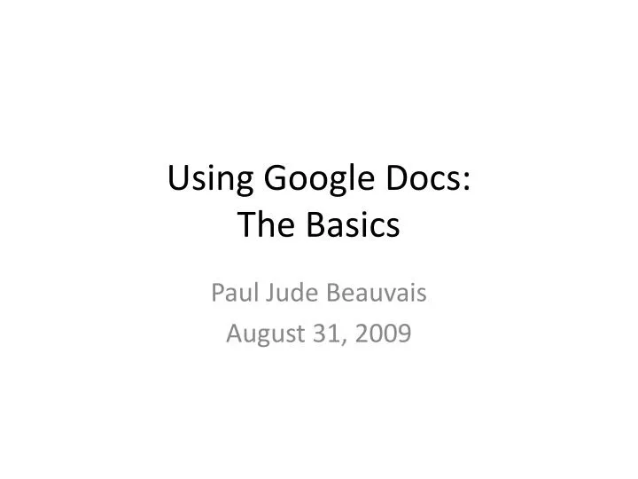 using google docs the basics