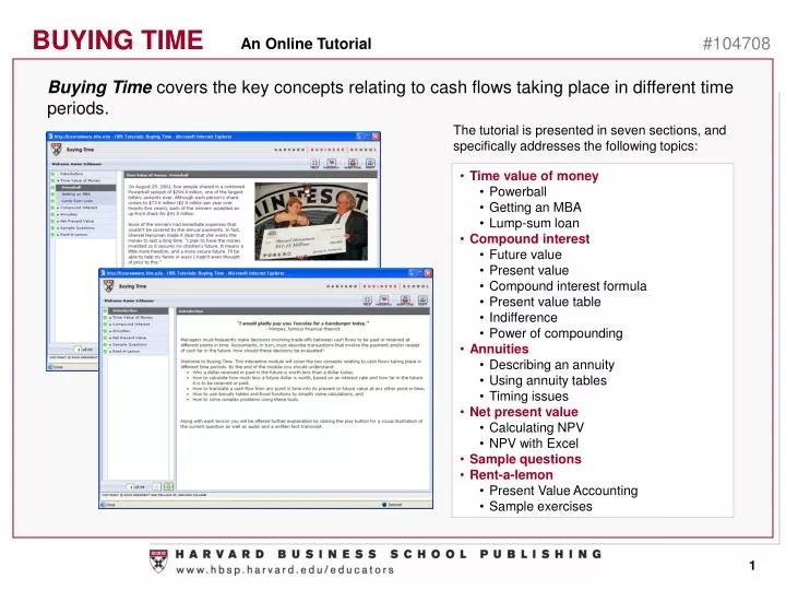 buying time covers the key concepts relating to cash flows taking place in different time periods