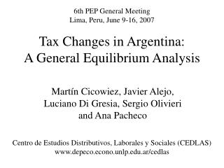 Tax Changes in Argentina: A General Equilibrium Analysis