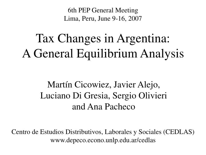 tax changes in argentina a general equilibrium analysis
