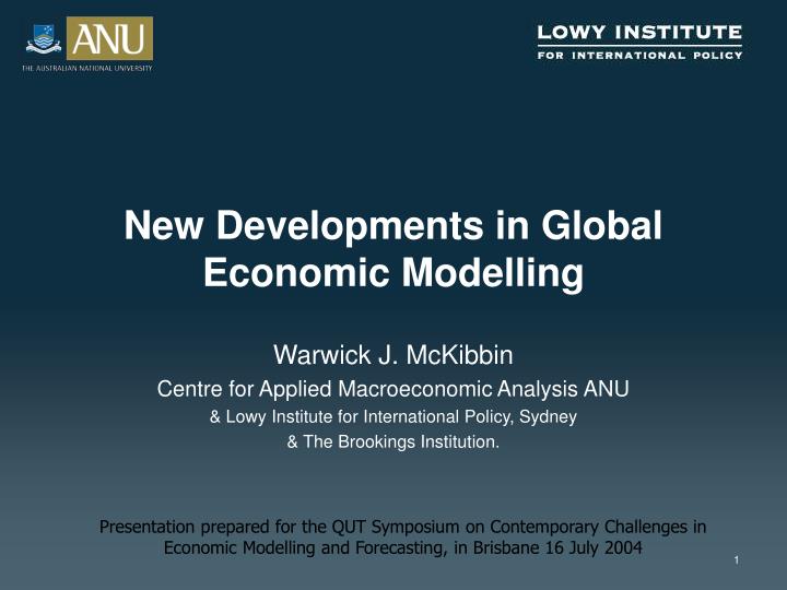new developments in global economic modelling