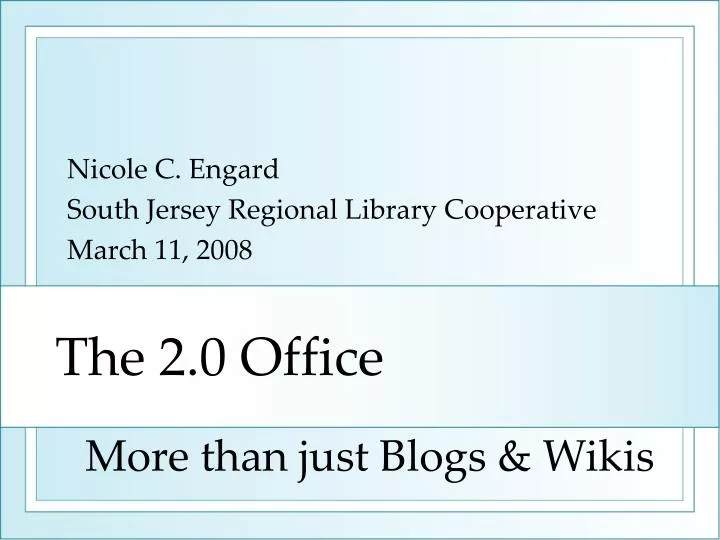 nicole c engard south jersey regional library cooperative march 11 2008