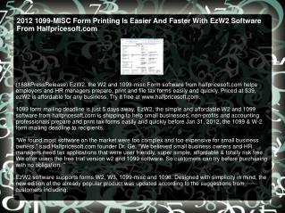 2012 1099-MISC Form Printing Is Easier And Faster With EzW2