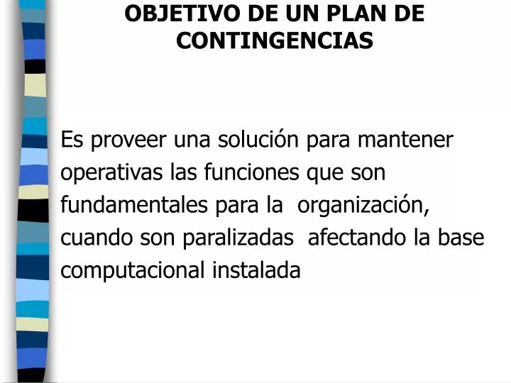 objetivo de un plan de contingencias