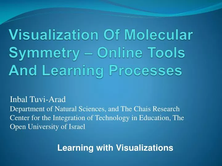 visualization of molecular symmetry online tools and learning processes