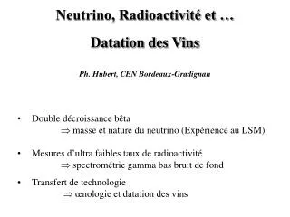 Neutrino, Radioactivité et …
