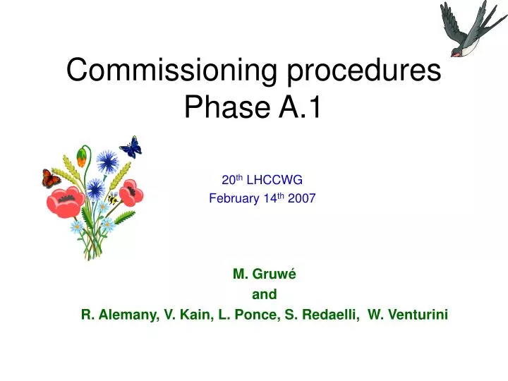 commissioning procedures phase a 1