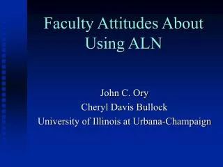 Faculty Attitudes About Using ALN