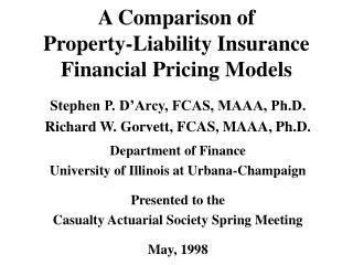 A Comparison of Property-Liability Insurance Financial Pricing Models