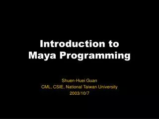 Introduction to Maya Programming