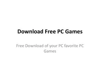 Download Free PC Games