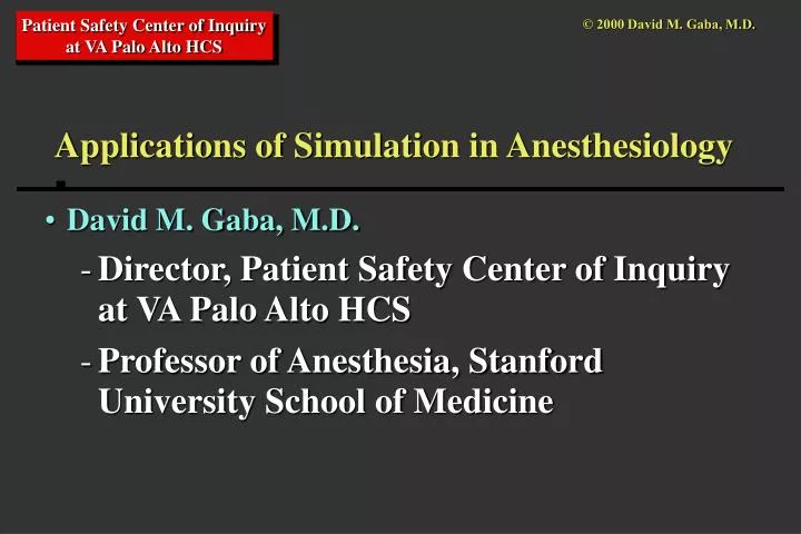 applications of simulation in anesthesiology