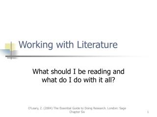 Working with Literature