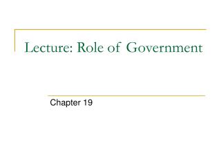 Lecture: Role of Government