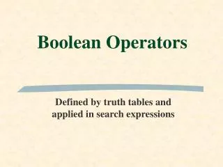 Boolean Operators