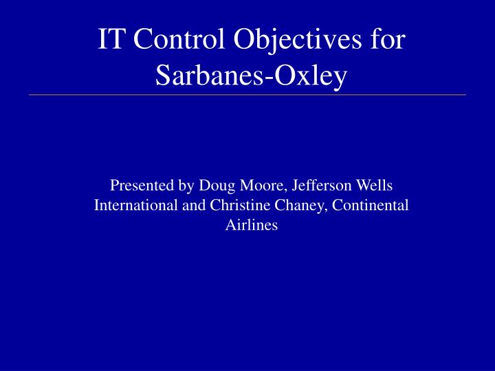 it control objectives for sarbanes oxley
