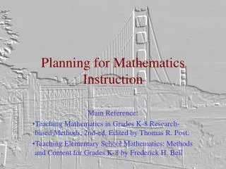 Planning for Mathematics Instruction