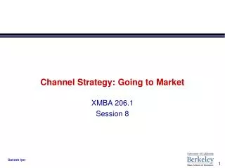 Channel Strategy: Going to Market