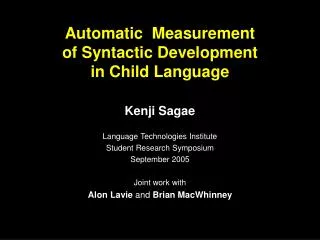 Automatic Measurement of Syntactic Development in Child Language