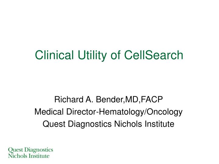 clinical utility of cellsearch