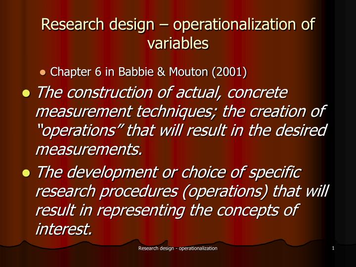 research design operationalization of variables