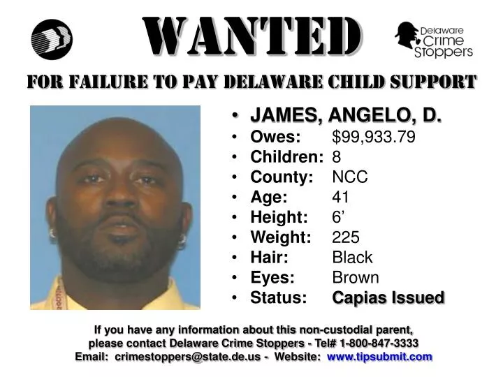 wanted for failure to pay delaware child support