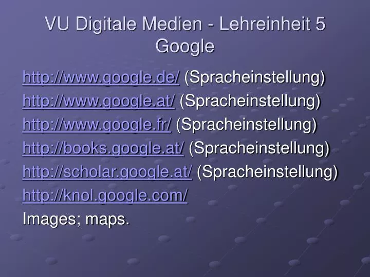 vu digitale medien lehreinheit 5 google