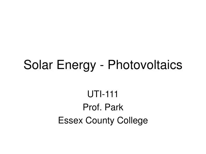 solar energy photovoltaics