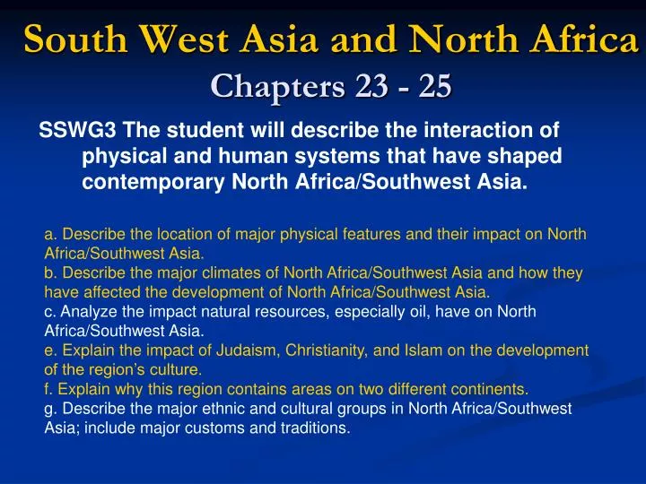 south west asia and north africa chapters 23 25