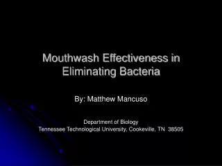 Mouthwash Effectiveness in Eliminating Bacteria