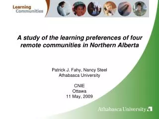 A study of the learning preferences of four remote communities in Northern Alberta
