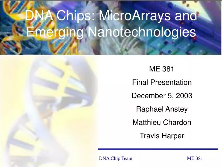 dna chips microarrays and emerging nanotechnologies
