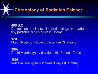 Chronology of Radiation Science