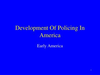 Development Of Policing In America