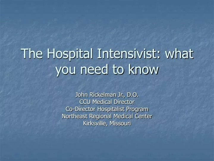 the hospital intensivist what you need to know