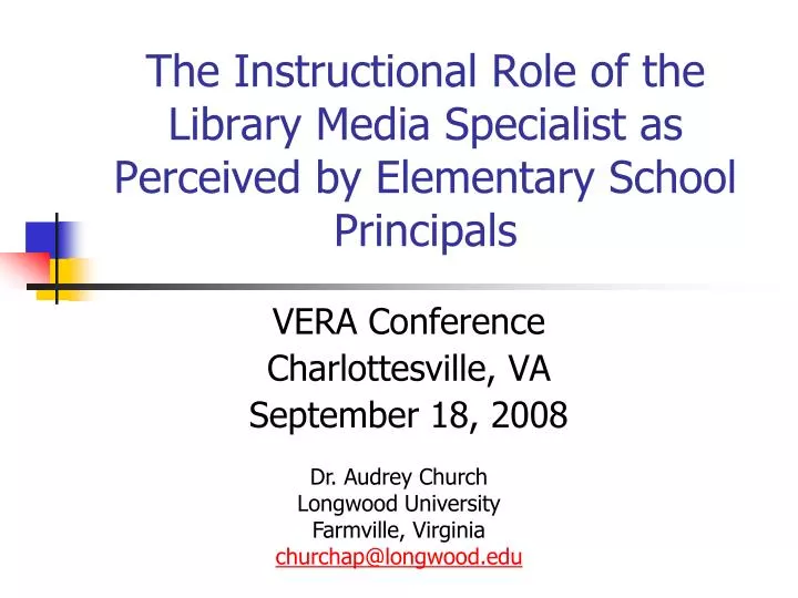 the instructional role of the library media specialist as perceived by elementary school principals