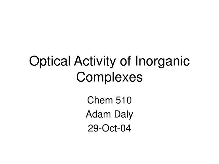 optical activity of inorganic complexes