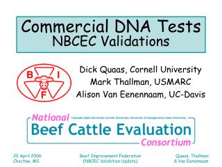 Commercial DNA Tests NBCEC Validations