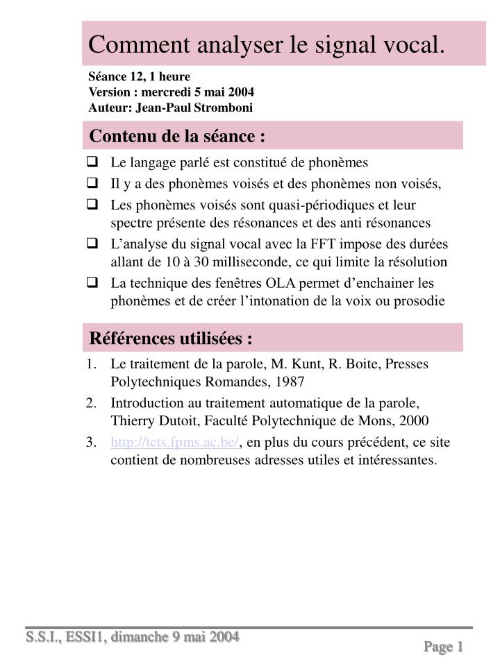 comment analyser le signal vocal