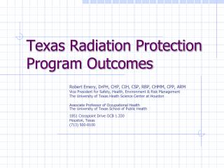 Texas Radiation Protection Program Outcomes