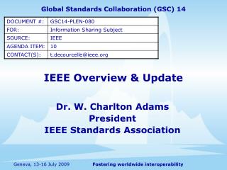 IEEE Overview &amp; Update