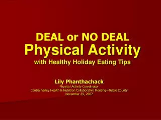 Physical Activity with Healthy Holiday Eating Tips