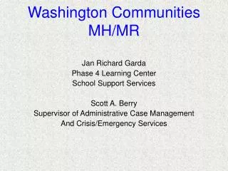 Washington Communities MH/MR