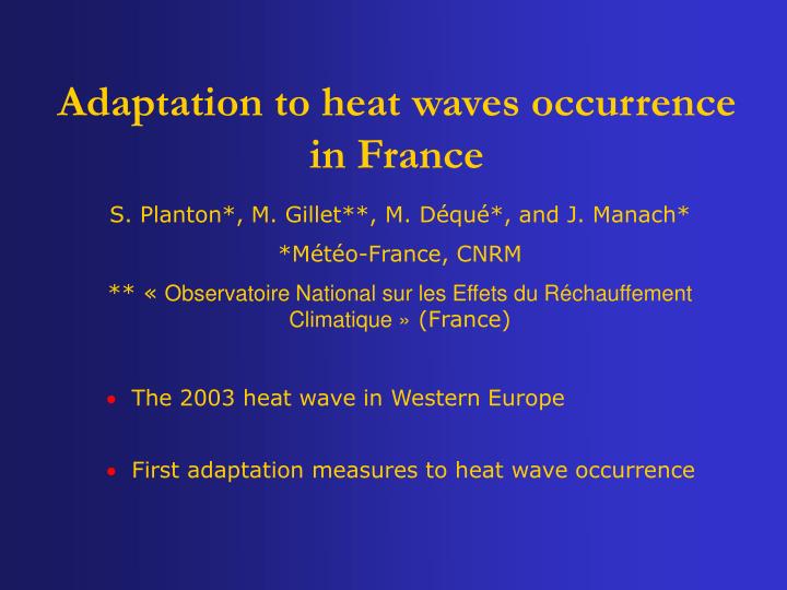 adaptation to heat waves occurrence in france